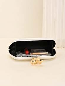 LJDCRFT Women's Satin Hard Shell Evening Clutch, Elegant Snake-Shaped Metal Decoration, Suitable For Weddings, Parties, Cocktail Events And Formal Occasions - White - View 5