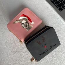 Christmas Print Card Holder Lightweight Fashionable Wallet Suitable For Party For Women Double Zipper Mini Wallet Purse Wallet Card Wallet - Multicolor - View 5