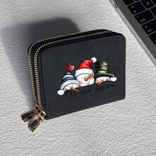 Christmas Print Card Holder Lightweight Fashionable Wallet Suitable For Party For Women Double Zipper Mini Wallet Purse Wallet Card Wallet - Multicolor - View 10
