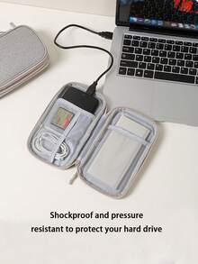 Multifunctional Digital Accessories Storage Bag, Double Layer Large Capacity Waterproof Data Cable Organizer, Portable Handheld Earphone USB Drive Power Bank Power Cord Organizer, Travel Shockproof Electronic Accessories Storage Bag - A - View 9