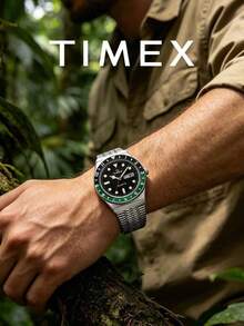 Timex Men's Quartz Watch, Sports Style, Round Dial, Stainless Steel Expandable Band, Date Display, Casual Dress Watch, Daily Wear, Holiday Gift, Suitable For Men - Silver - View 2
