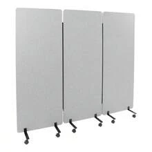 3-Panel Portable Office Divider For Room Partition Room Divider Sound-Repellent Privacy Panel With Wheels - Light Grey - View 7