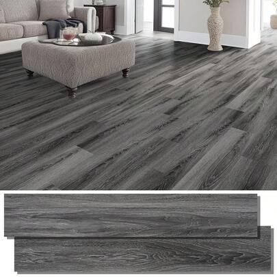 36-Pack Peel And Stick Floor Tile Waterproof Vinyl Plank Flooring 26 Sq.Ft, Heat-Resistant, Wood Grain Self Adhesive Flooring For DIY Bedroom Living Room Bathroom Kitchen