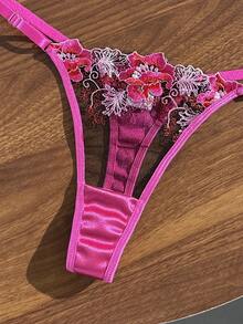 Deep Purple Wavy Lace Lingerie Set With Underwire Bra And Side Tie Thong, Romantic Lingerie - Purple - View 5