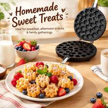 Plum Blossom Pancake Maker, Multi-Cavity Stovetop Cake Pan With Double-Sided Hinged Design And Long Handle, Flower-Shaped Mold For Mini Pancakes, Filled Pastries, Cake Bites And Homemade Snacks - Black - View 10