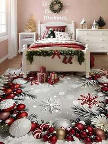 Christmas Colorful Ball Print Doormat, Non-Slip, Absorbent, Easy To Clean, Rectangular Entryway Mat, Christmas Winter Holiday Decor Foot Mat - Multicolor - View 4