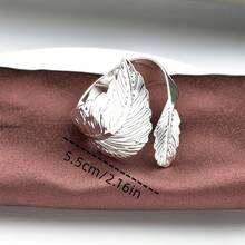 2-24pcs Leaf-Shaped Gold Napkin Rings, Shiny Metal Napkin Holders Table Decor, Fashion Autumn Napkin Rings Bulk Pack, Suitable For Christmas, Easter, Wedding, Party, Elegant Table Setting Gift Idea - Silver - View 10