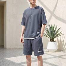 Men T-Shirt Co-Ords - Dark Grey - View 6
