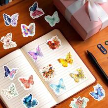 50Pcs Colorful Butterfly Graffiti Stickers, Cute Floral Butterfly Decals For Notebook, Skateboard And Water Bottle DIY Decoration - 50 PCS - View 10