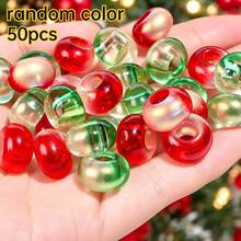10/20/50PCS Christmas Acrylic Rondelle Beads 9*14mm Large Hole Wheel Spacer Beads With Inner Glitter For Jewelry Phone Chain Necklace Making Gift - Multicolor - View 8