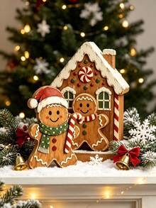 Vintage Distressed Gingerbread Man Figurine, Farmhouse Style Christmas Tabletop Decor, Suitable For Home Holiday Fireplace Mantel Display - A - View 8