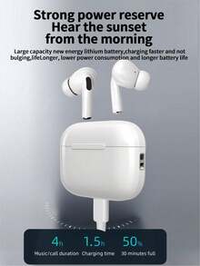 Earbud Nirkabel dan Earphone Bluetooth, Desain Putih Tahan Keringat, Mikrofon Terintegrasi untuk Panggilan Jelas, Daya Tahan Baterai Lama, Bentuk Tangkai Telinga yang Nyaman, Kompatibel dengan Perangkat iOS dan Android, Sempurna untuk Kebugaran, Lari, dan Penggunaan Sehari-hari. Earbud Bluetooth Nirkabel Sejati. - Putih - View 1