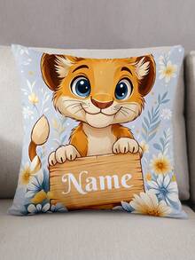 1pc Customized Personalized Text Print Pillowcase, Double-Sided Print Pillowcase, Suitable For Mother's Day/Father's Day/Thanksgiving/Teacher's Day, Can Create Your Own Photo Pillowcase, Great Gift For Family, Friends And Yourself - Dusty Blue - View 2