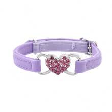 Heart-Shaped Flocked Cat Collar, Cat Collar With Elastic Band, Multi-Color Heart Flocked Rhinestone Collar - Multicolor - View 12