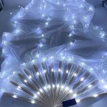 1pc Adult LED Glowing Silk Dance Fan, Designed For Women, Long Flowing Glowing Hand Fan, Shiny Stage Accessory, Suitable For Carnival, EDM Concerts And Parties - Flowing Water Fan - View 9