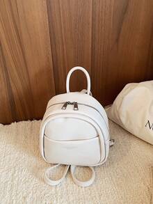 1PC New PU Mini Backpack, Casual Minimalist Elegant Design, Zipper Closure, Adjustable Shoulder Straps, Suitable For School, Travel, Can Easily Hold Daily Essentials, Versatile Item, Applicable To Various Styles And Occasions - Multicolor - View 14