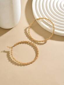 1 Pair European And American Gold Chain Design Geometric Large Hoop ...