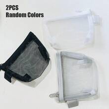 1/2PCS Mesh Storage Pouch, Portable Transparent Makeup Organizer Bag, Can Store Powder Puff, Makeup Sponge, Lipstick, Small Skincare Products, Suitable For Travel, Short Trips, Makeup Organizer, Small Items Storage - Multicolor - View 12