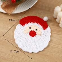 1pc Christmas Crochet Coasters Set, Handmade Knitted Santa Gingerbread Man Snowflake Cup Mat, Cute Heat Resistant Drink Coasters, Xmas Holiday Table Decor For Home Kitchen Party - Coaster - View 9