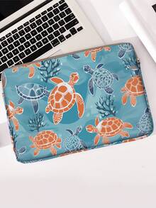 1pc Shark Sea Turtle Print Laptop Sleeve, Shockproof Zipper Notebook Protective Bag, Portable Computer Case For School Office Travel - Multicolor - View 15