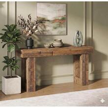 Recibidor de Entrada Mueble de 160 centímetros de Largo, Mesa recibidor de Entrada Rectangular de Madera para Colocar detrás del sofá, credenza recibidor rústico para Pasillo o Sala de Estar. - Caqui - Ver 7