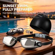 Adult Swim Goggles And Swim Cap Set, High Definition Anti-Fog Electroplated Swimming Goggles For Men And Women, Nose Clip And Earplugs Set - Multicolor - View 7