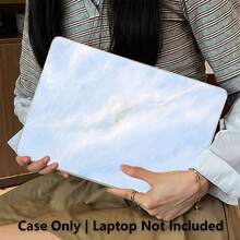 1pc Protective Case, Fresh Blue Watercolor Marble Pattern UV Printed, Laptop Protective Cover, Minimalist Lightweight Durable Protective Case Suitable For 13 Inch Neo Laptop Protective Case A3404 Model/ Air Pro 13.3 13.6 14.2 15.3 16.2 Inch/ Matebook D14/D16 - View 3