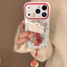 Christmas Stocking Shaker Phone Grip Holder, Cute Gingerbread Man Christmas Tree Phone Socket Stand, Aesthetic Kawaii Holiday Phone Back Decor Accessory - Multicolor - View 1