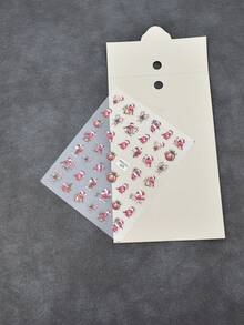 1pc Christmas Red Cardinal Bell Heart Candy Cane Colorful Ball & Signpost Nail Stickers, Self-Adhesive Glitter Nail Decals, Asymmetrical Shape, Cute Energetic Style, Ins-Inspired, Suitable For Theme Parties - Multicolor - View 7