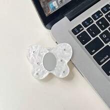 極簡蝴蝶鏡面手機氣墊支架，背膠式，適用於所有手機，可折疊且可調節 - 蝴蝶支架 - 查看 4