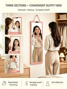 Foldable Full-Length Mirror With Portable Storage Bag, Hanging Door Mirror, Freestanding Or Wall-Mounted Vanity Mirror, High-Definition Imaging, Suitable For Bedroom, Dorm, Travel - Folding Mirror - View 4