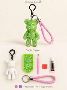 1pc DIY Rhinestone Bear Pendant Handmade Kit, Shiny Crystal Bead Bear Pendant With Wrist Strap, Includes Rhinestone Pen And Glue, Handmade Bag Charm Keychain Accessory, Suitable For DIY Crafts, Birthday Gifts, Holiday Gifts, Party Favors And Travel - Diamond DIY Kit - View 17