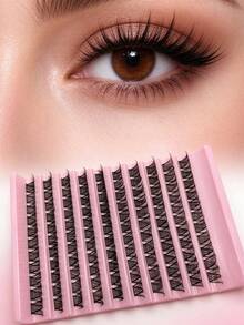 120pcs D Curl Natural Style Segmented False Eyelashes DIY Lash Extensions, Thin Cluster Fine Band Reusable Fake Lashes - D - View 4
