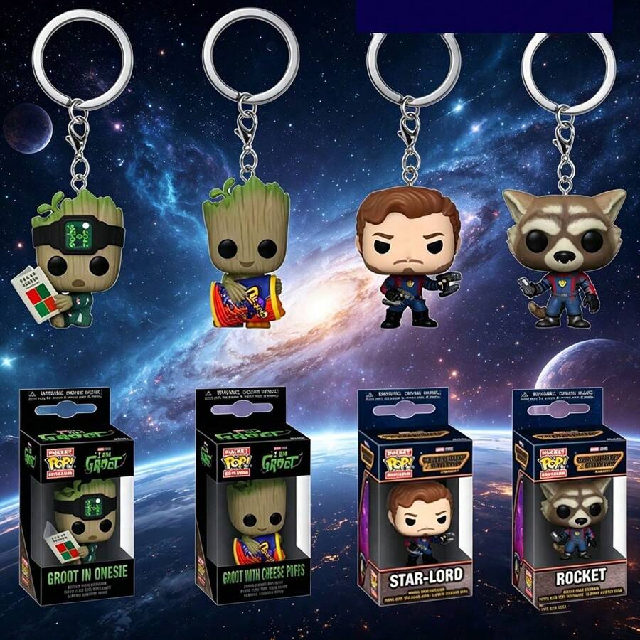1pc Popular Movie 3-Star Juetan Bear Groot Series Chibi Keychain Pendant, Holiday Party Gift Choice Surprise Small Gift, Movie Anime Merchandise Gift, High Cost-Performance Item - Multicolor - View 1