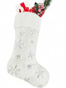 1pc Plush Sequin Christmas Gift Sock, Gift Storage Bag, Fireplace Hanging Decor, Holiday Party Scene Decoration Prop - Multicolor - View 3