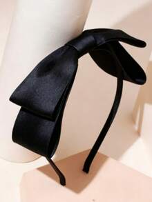 1 pieza Diadema de mujer con doble lazo, accesorio para el cabello, adecuado para uso diario, trabajo, festival y fiesta, a juego - Negro - Ver 1