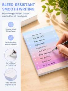 50pcs Self-Adhesive To-Do List Stickers, Multi-Color Lined Memo Pads For Notebooks And Planners, Home And Office Use, Office Supplies, Random Colors - one-size - View 11
