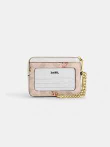 Coach Chain Wristlet Wallet,Zip Card Case Holder,Stylish Clutch Handbag Coin Purse for Women - 沙色 - 查看 3