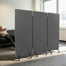 Room Divider Sound-Repellent Privacy Panel With Wheels 3-Panel Portable Office Divider For Room Partition - Dark Grey - View 5