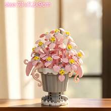 Multi-Color Building Block Potted Flower Series Includes: Lily, Hyacinth, Lily Of The Valley, Sunflower Pot, Jade Plant, Pink Spider Plant. ABS Material, Building Block Toy Set. Atmospheric Display Decor, Suitable For Hobbyists And Collectors. Halloween, Christmas, Carnival Party Gift. - Multicolor - View 7