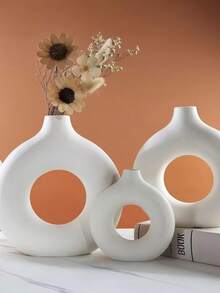 3/2/1pc White Vase Modern Home Decor Round Matte Reed Vase Minimalist Nordic Bohemian Style Suitable For Wedding Dining Table Party Living Room Office Bedroom - 1PC - View 8