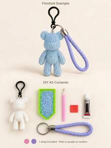 1pc DIY Rhinestone Bear Pendant Handmade Kit, Shiny Crystal Bead Bear Pendant With Wrist Strap, Includes Rhinestone Pen And Glue, Handmade Bag Charm Keychain Accessory, Suitable For DIY Crafts, Birthday Gifts, Holiday Gifts, Party Favors And Travel - Diamond DIY Kit - View 20