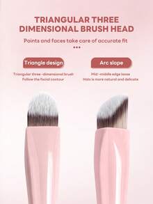 MAANGE 3pcs Makeup Tool Set Including 2 Face Makeup Brushes (Foundation Brush, Highlighter Brush) + 1 Makeup Sponge, Gift For Women And Girls, Travel Makeup Brush Set/Accessories - Pink - View 8