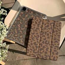 European American Japanese Korean Middle Eastern Sweet Cool Style Leopard Print Y-Fold Tablet Case Suitable For IPad 11th Generation Tablet Protective Cover Pro 2025 New Cute 10th Generation Air 7/6 With Pencil Slot Anti-Bend Apple 11-Inch Girls Tablet Protective Cover - Brown Leopard Print - View 4