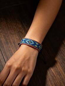 Spring/Summer New Women's Vintage Handmade Woven Bracelet, Colorful Mixed Nepal Bohemian Artistic Style Printed Fabric Hand Rope Bracelet Jewelry - Color 2 - View 5