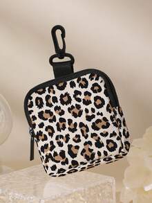 1pc Leopard Print Print Mini Coin Purse,Zipper Closure Small Pouch With Swivel Hook For Earphones Coins Key, Can Hang On Backpack - Multicolor - View 3