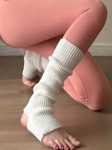 1 Pair Women Ribbed Knit Cutout Leg Warmers, Soft Stretch Slouchy Solid Leg Covers, Y2K Style Leg Warmers For Fall Winter Daily Wear - Multicolor - View 2