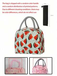 Tas Bekal Makan Siang Berinsulasi Motif Kucing Permen Bintang Lima Bersudut Kapasitas Besar dengan Kantong Es, Kotak Bekal Portabel Genggam Cocok untuk Pria dan Wanita, Tas Tangan Isolasi Dingin dan Panas untuk Kerja, Piknik, dan Perjalanan - MultiWarna - View 11