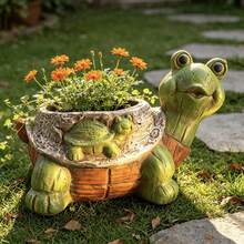 Creative Textured Resin Turtle Planter Decorative Flower Pot Home Balcony Turtle Potted Plant Outdoor Windowsill Yard Garden Turtle Resin Ornament Succulent Flower Pot Gardening Decor - Turtle Planter - View 6