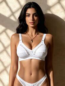 Temptuelle 1pc Women's Wireless Breathable Seamless Adjustable Strap Comfortable Leisure Bra - White - View 4